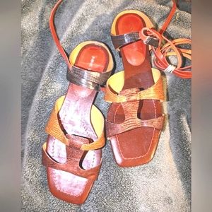 Nine West Reptile Skin Embossed Gladiator Sandals (NWOT)